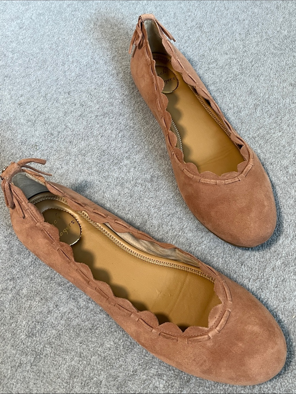 Scalloped Suede Ballet Flats Shoes Blush Pink  10 Cottagecore Preppy Coquette